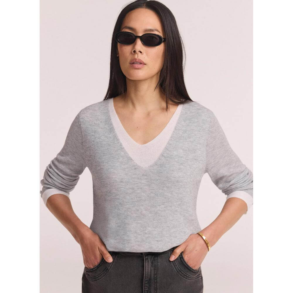 Mint Velvet Grey Layered Detail Knit Top